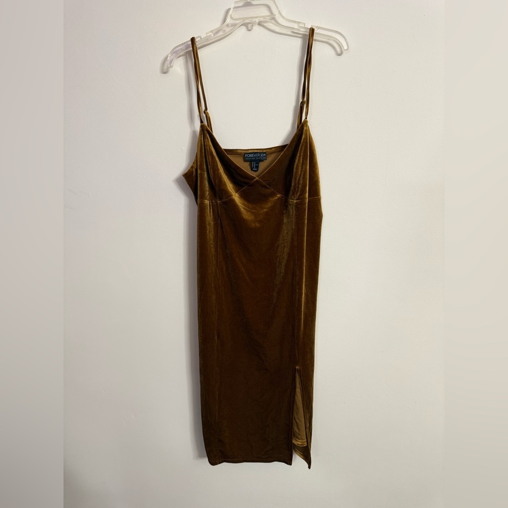New Forever 21 Plus Burnished Gold Velour Bodycon Dress Women’s Size 3X